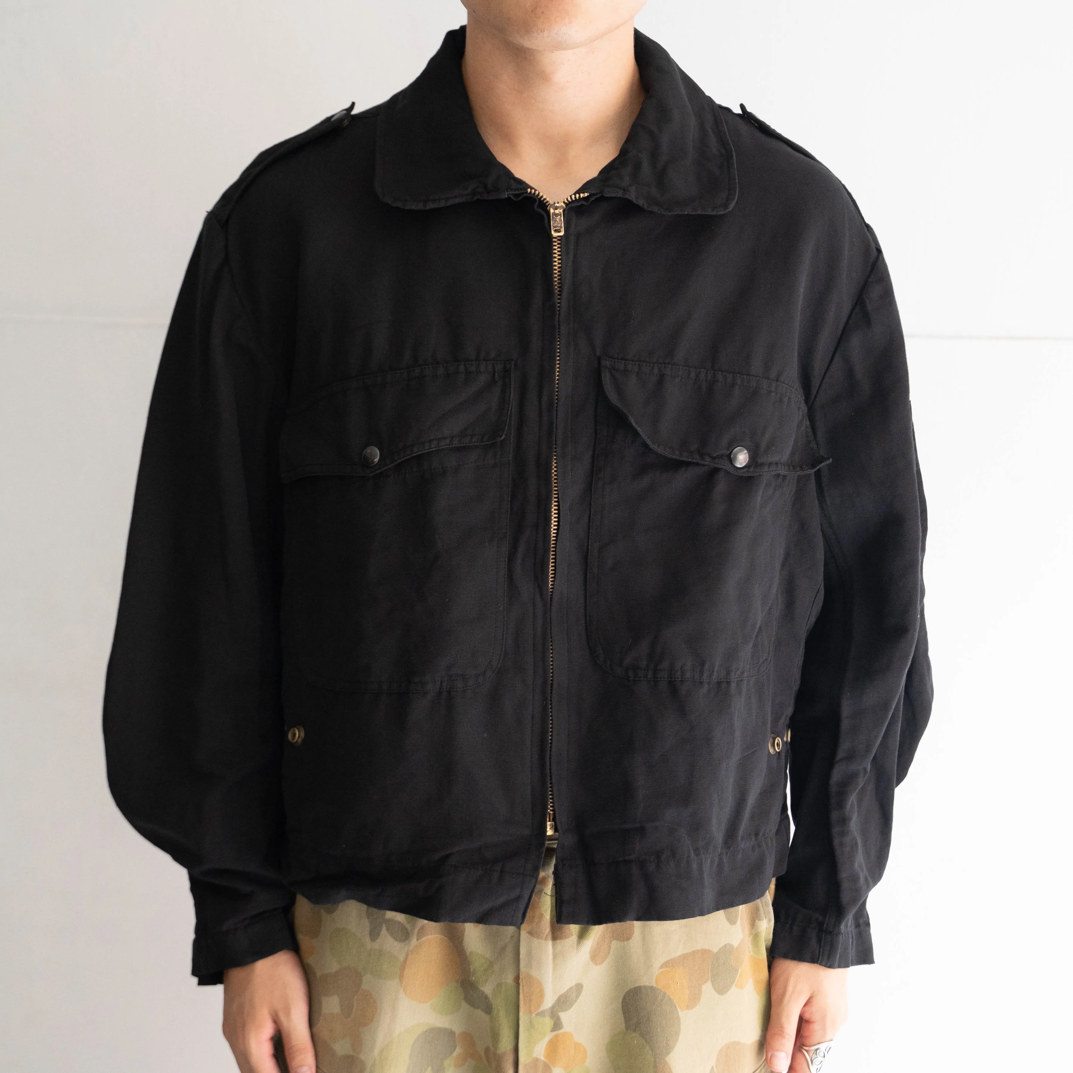 1960-80s Italian military helicrew jacket 'dead stock' -black dyed-