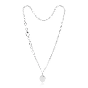 25cm Sterling Silver Heart Charm Trace Anklet