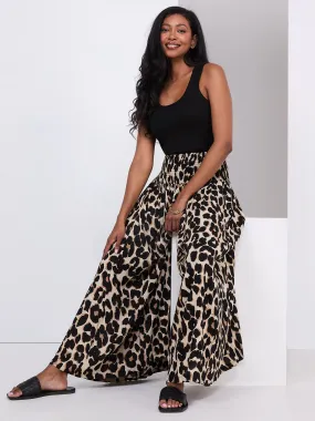 Animal Print Wide Leg Palazzo Pants