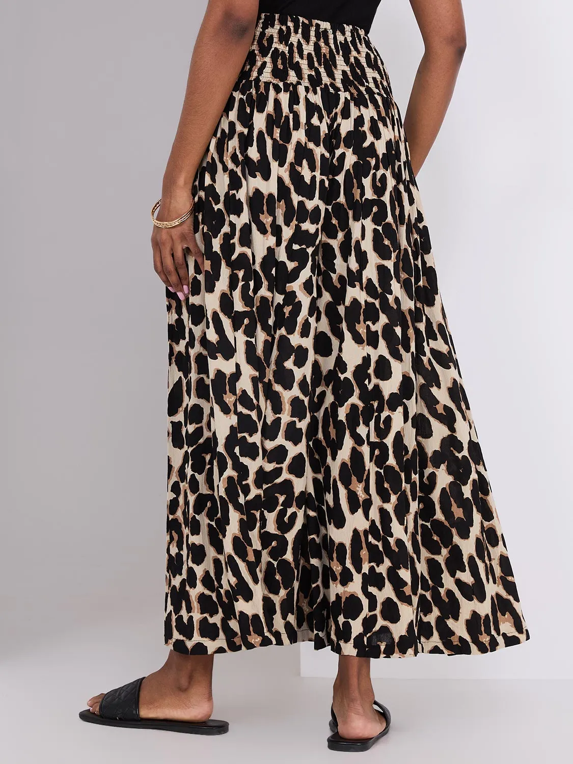 Animal Print Wide Leg Palazzo Pants