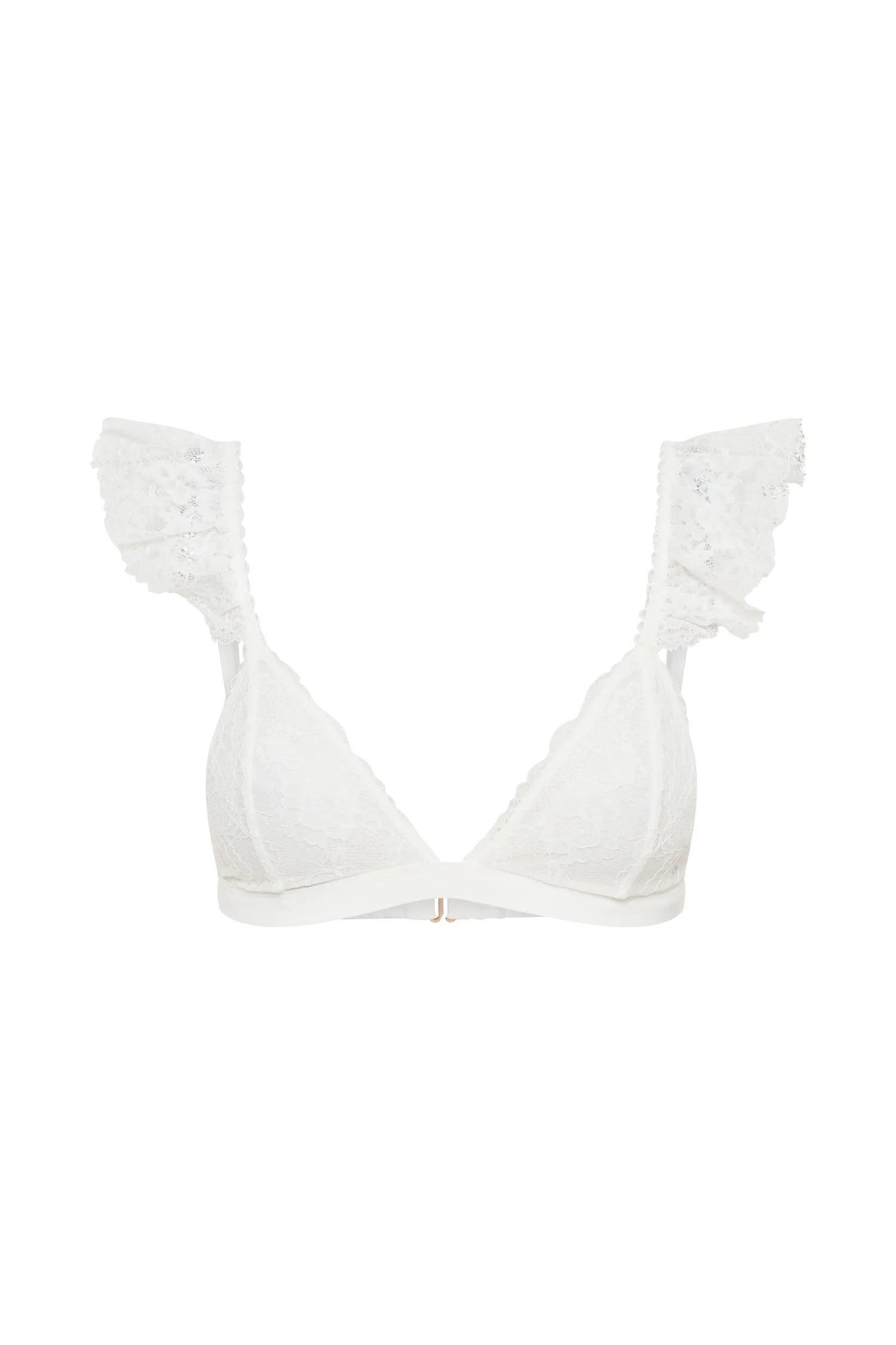 Anniston Lace Frill Triangle Bralette - White