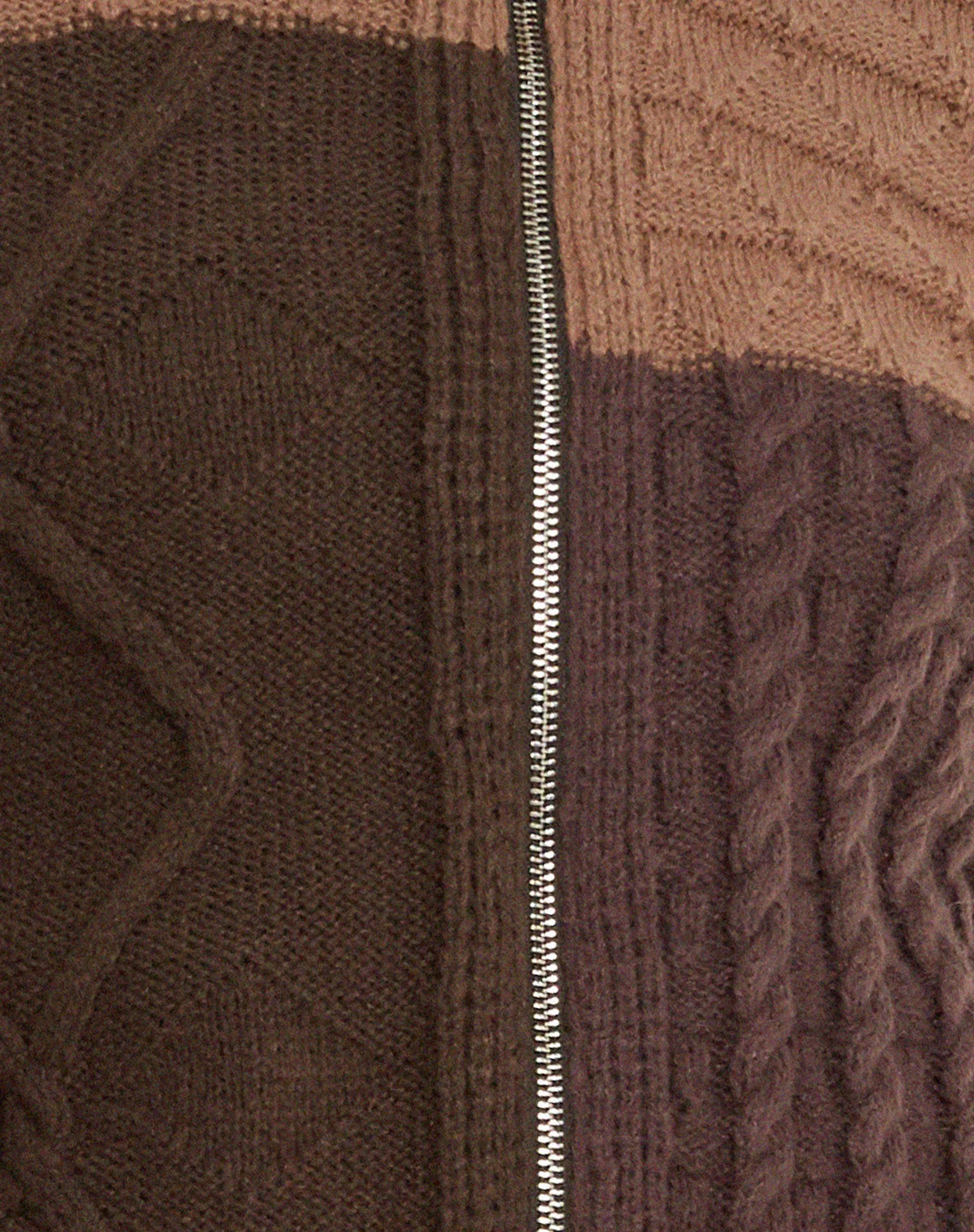 Arelius Knitted Jacket in Tonal Brown