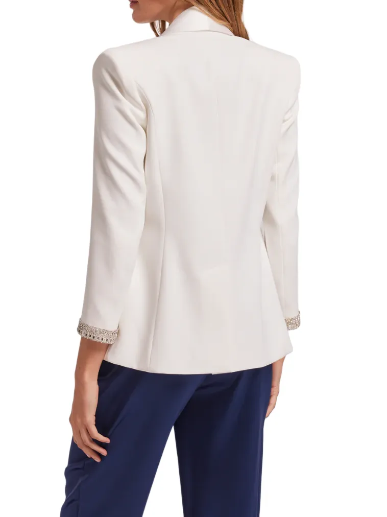 Argo Crystal Crepe Satin Blazer - White