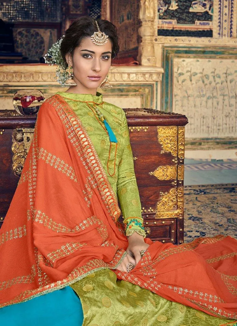 Astonishing Green Color Georgette Base Palazzo Salwar Suit