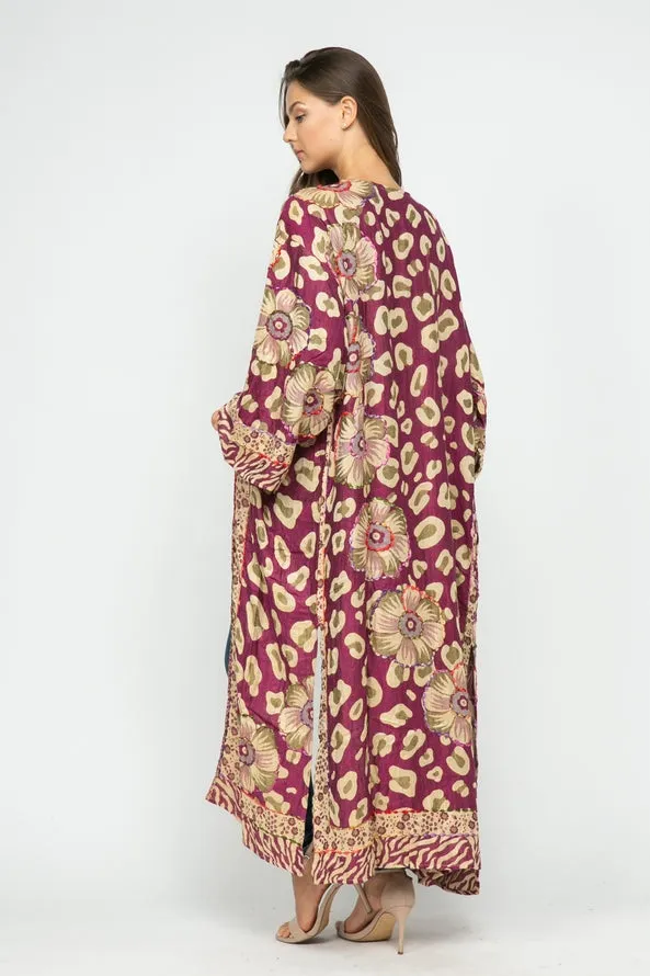 Awesome Embroidered Kimono Duster ~ Mulberry