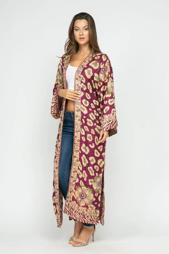 Awesome Embroidered Kimono Duster ~ Mulberry