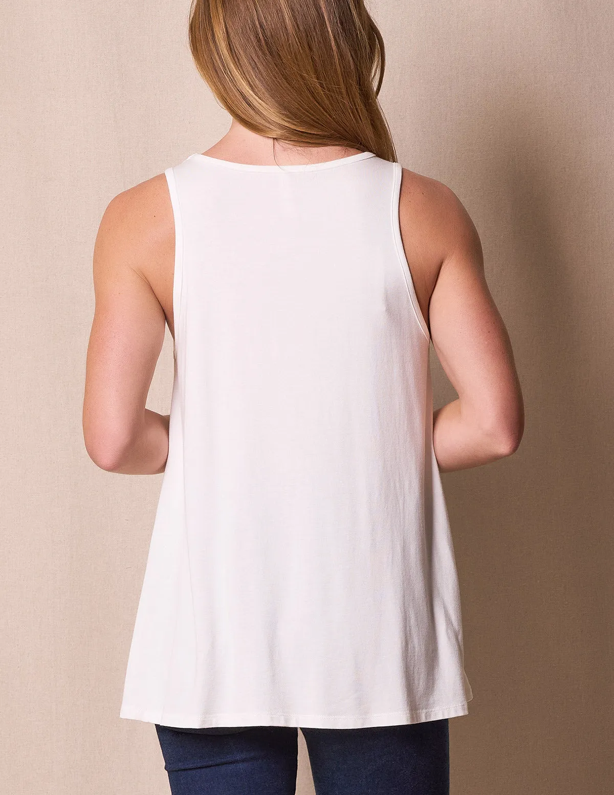 Bamboo / Organic Cotton Layered Tank - Soft White