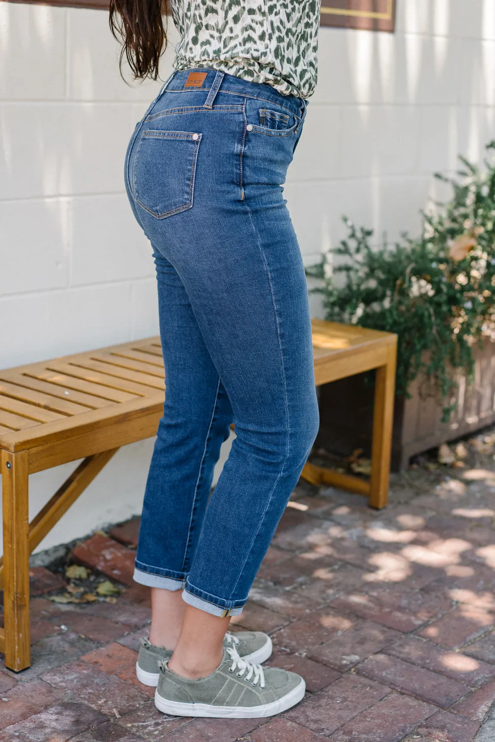 Belle High Rise Cool Denim Sustainable Cuff Boyfriend Jeans