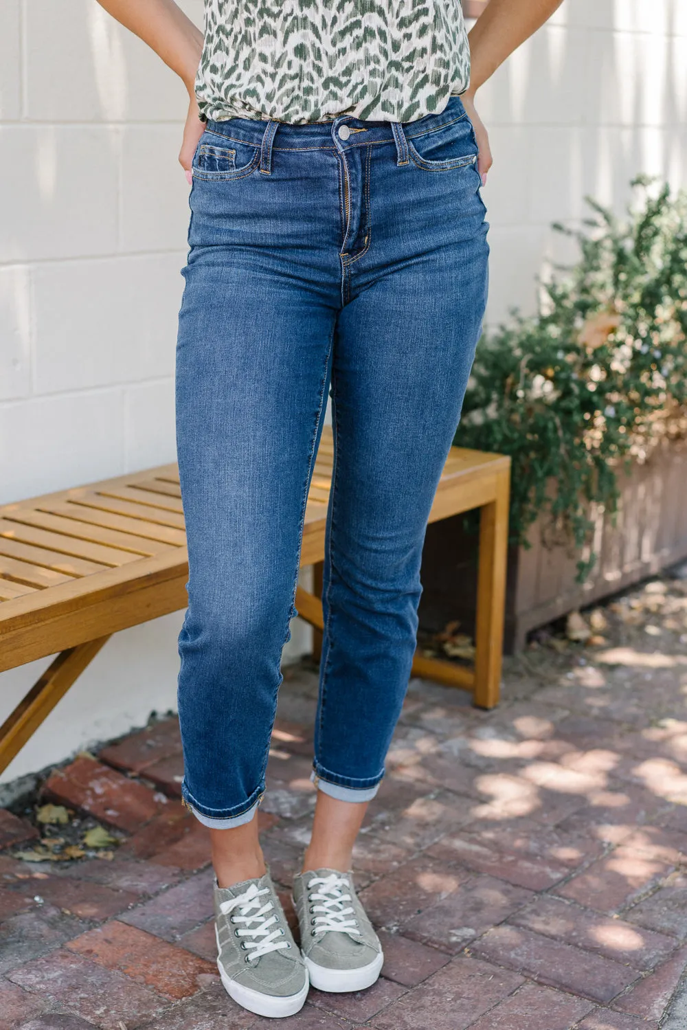 Belle High Rise Cool Denim Sustainable Cuff Boyfriend Jeans