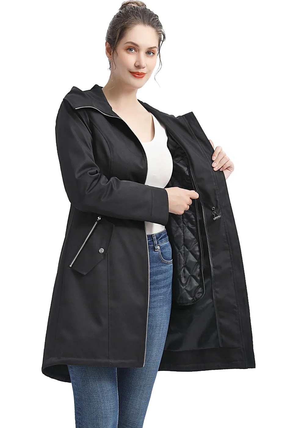 BGSD Women Zip-Out Lined Hooded Raincoat