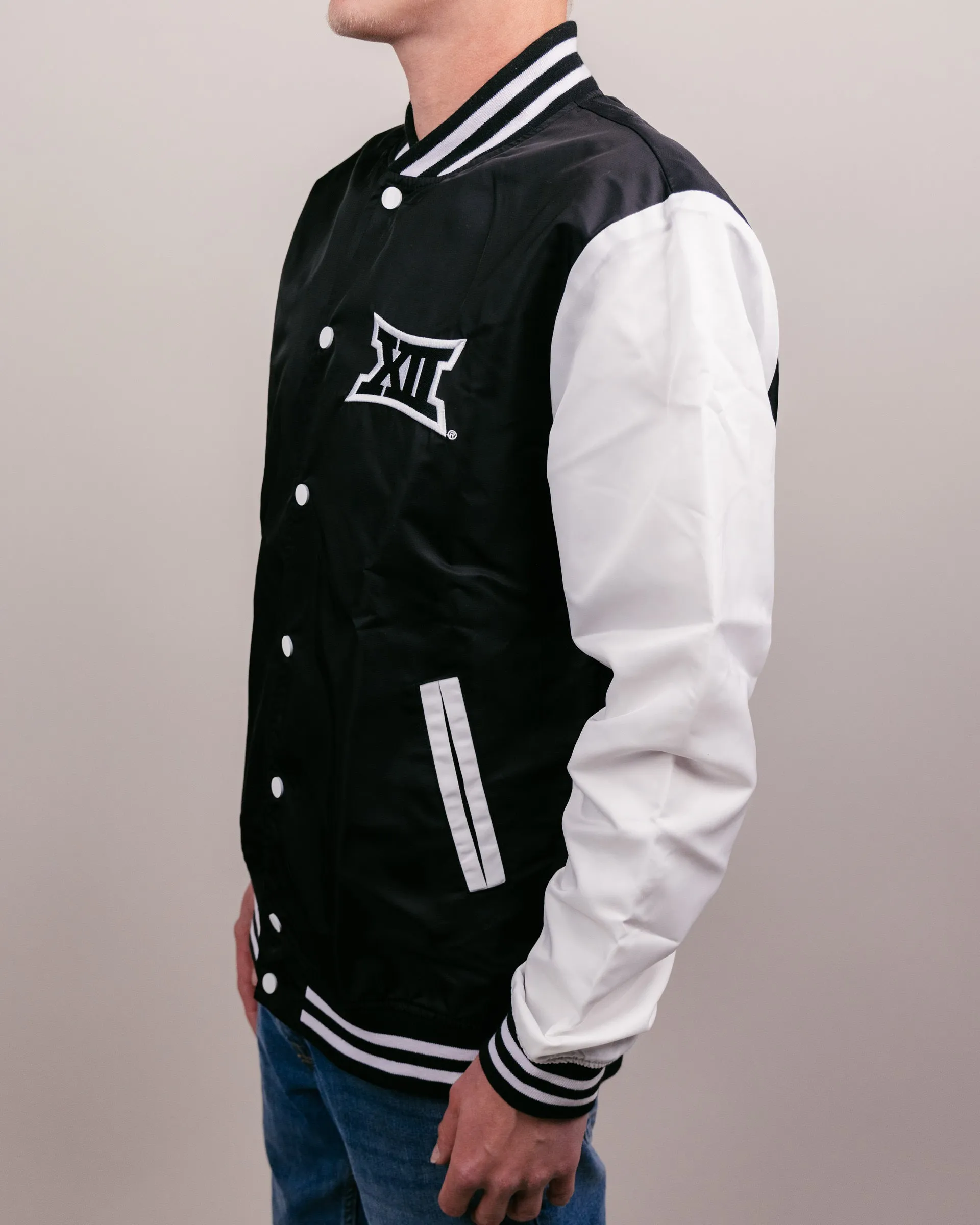 Big 12 Black and White Varsity Jacket