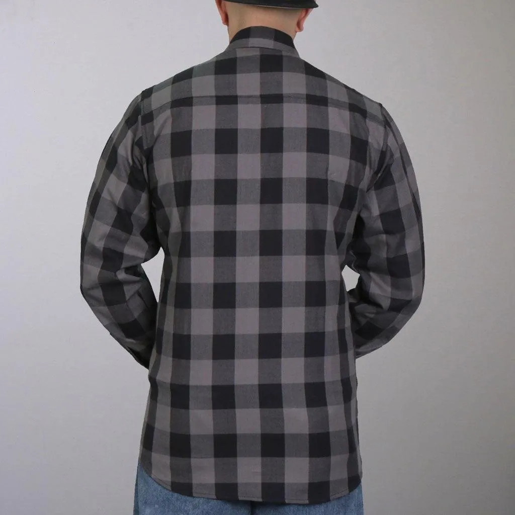 Black And Gray Long Sleeve Flannel Long Sleeve Men's Shirt