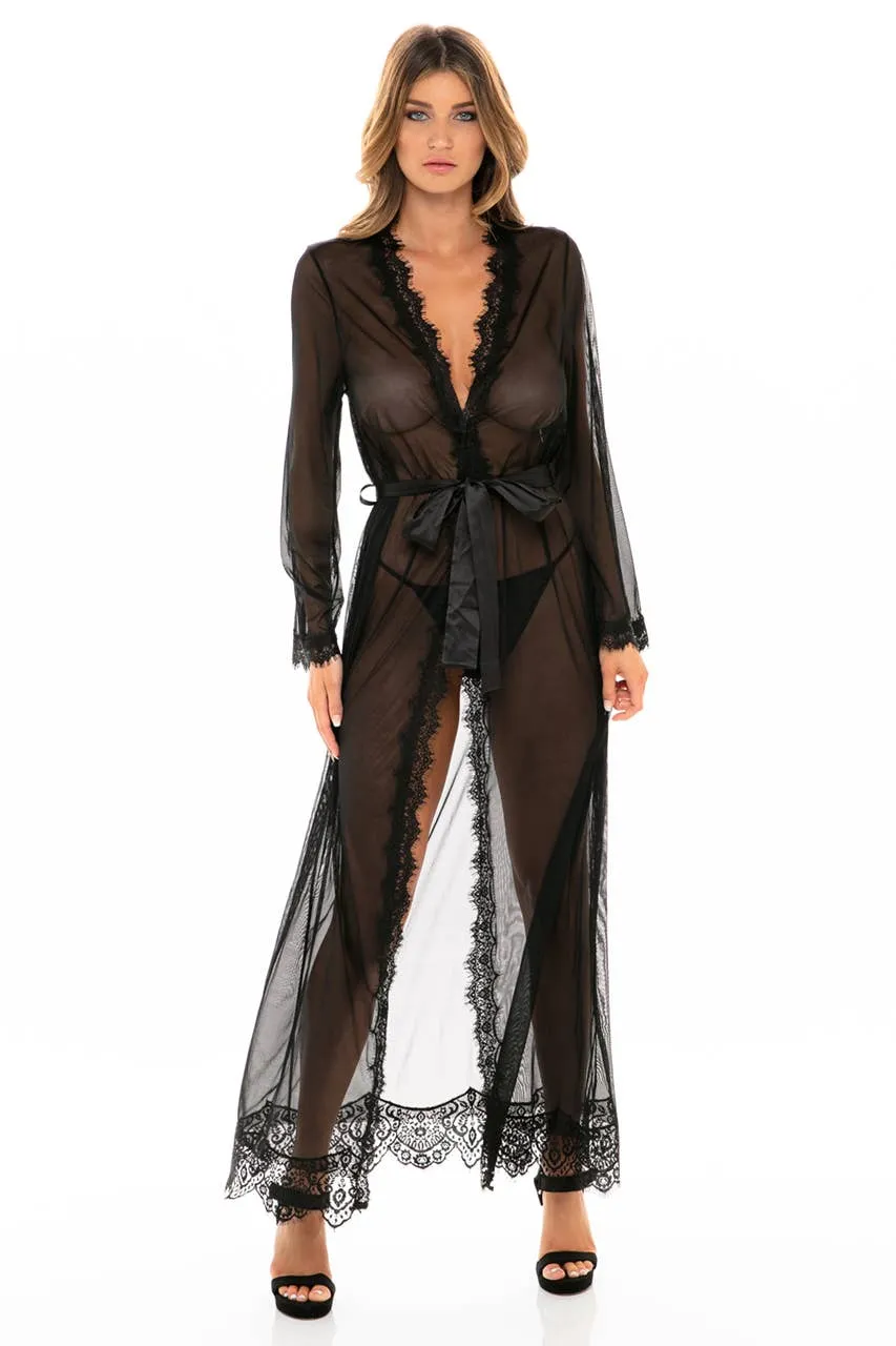 Black Long Sheer Robe