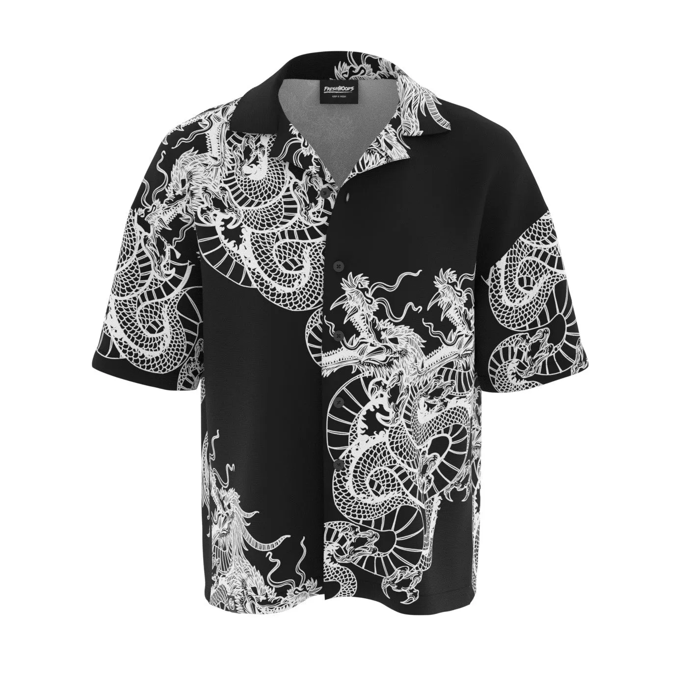 Black-N-White Dragons Oversized Button Shirt