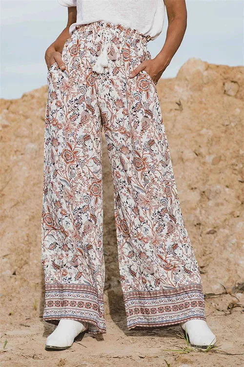 Boho Floral Wide Leg Palazzo Pants