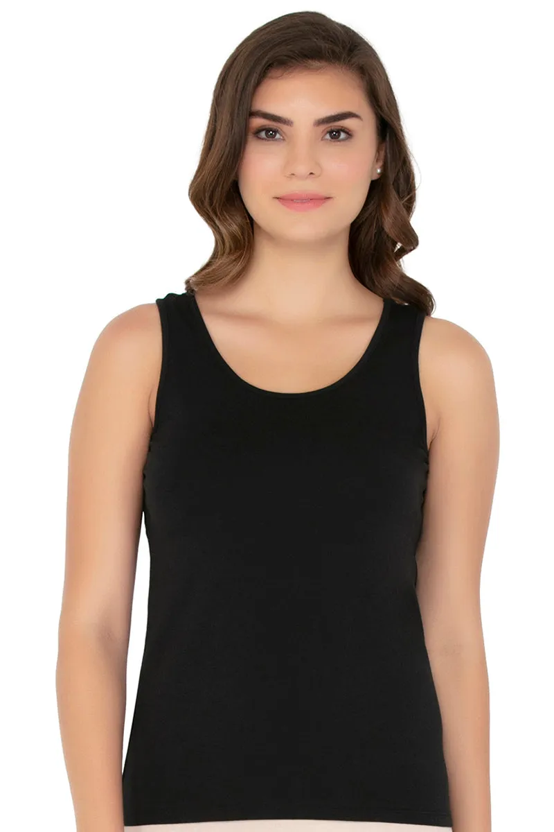 Broad Strapped Body Hugging Cotton Tank Top (Pack of 2) - Black-Nude