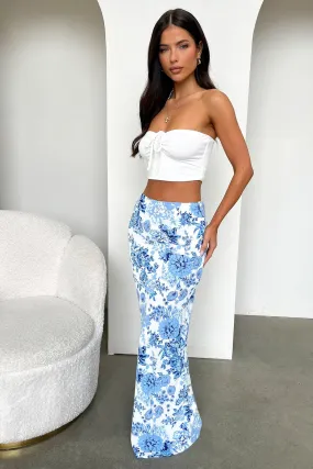 Cairo Maxi Skirt - Blue Floral