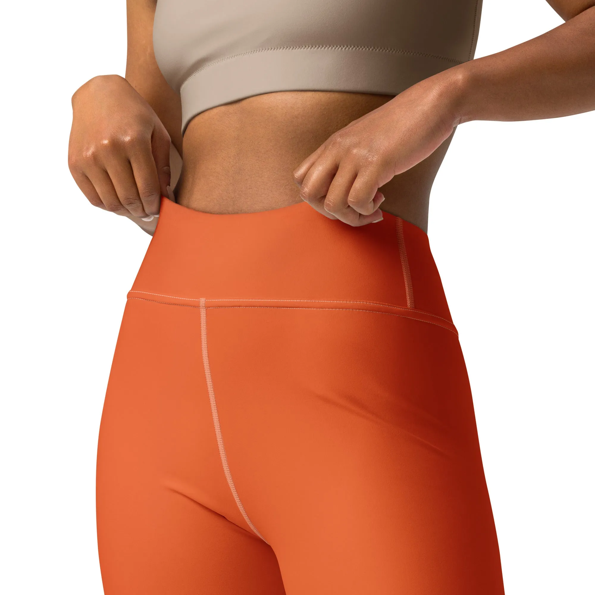 Casual Cool: Solid Color Leggings for Her Workout - Flamingo