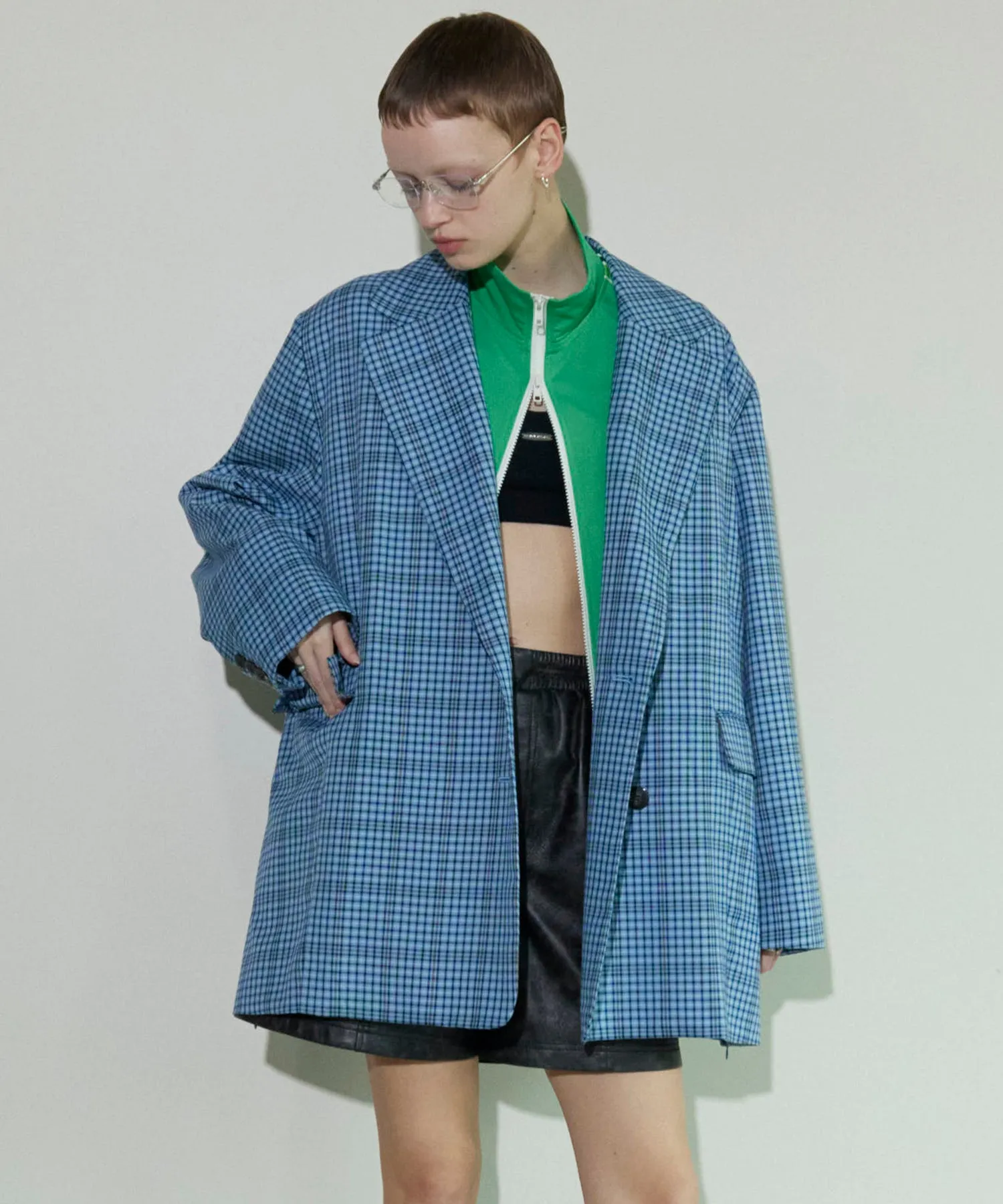 Checkered Oversized Jacket Coat