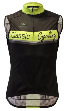 Classic Cycling Wind Vest - Black with Fluo