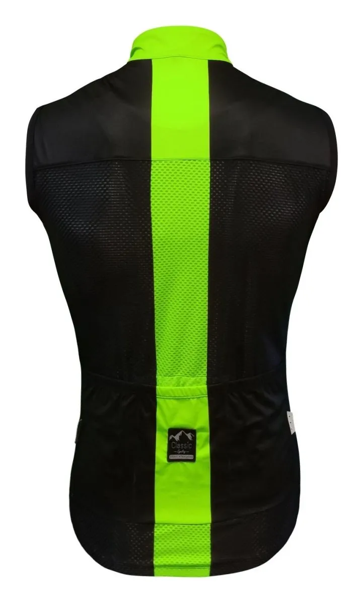 Classic Cycling Wind Vest - Black with Fluo