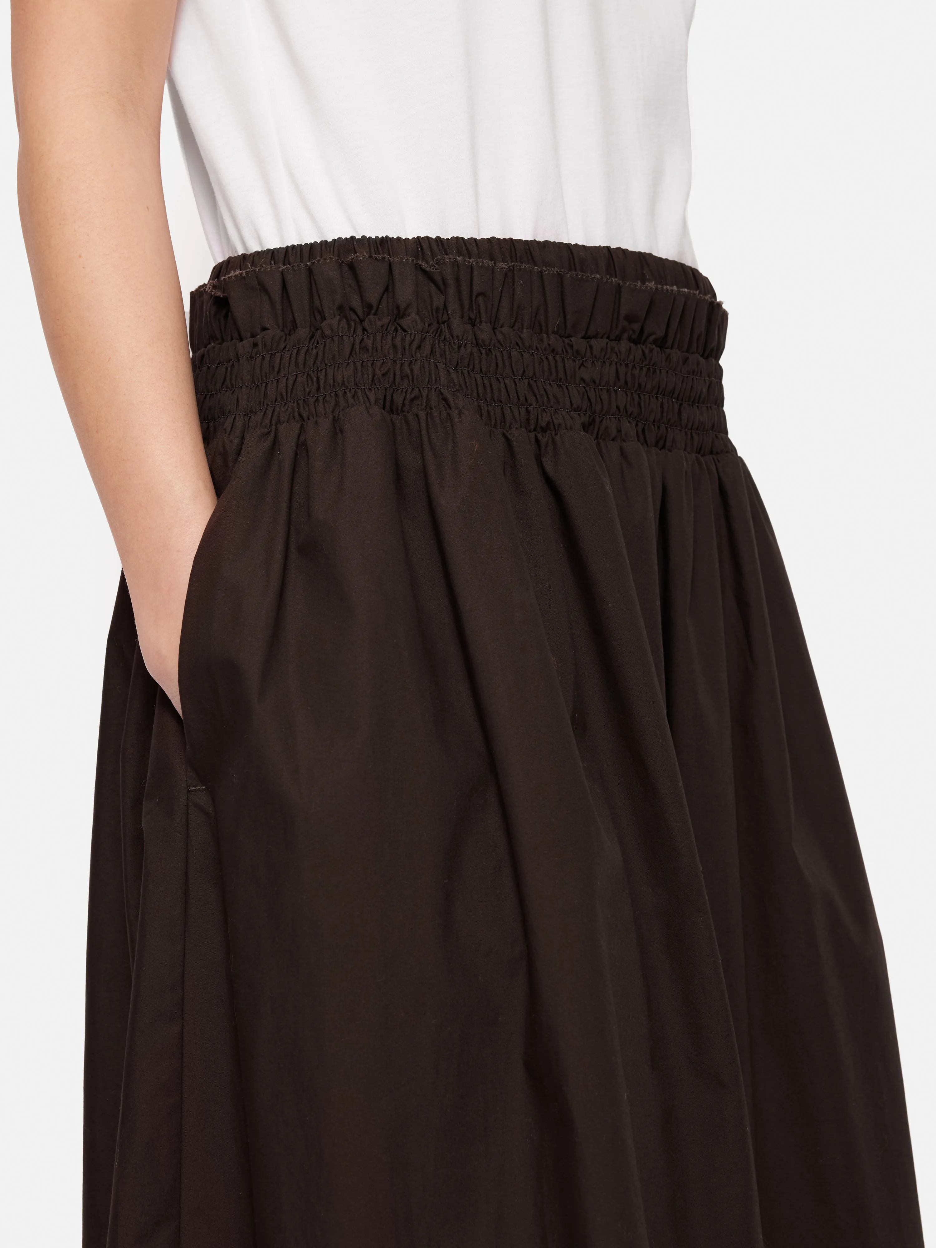 Cotton Poplin Skirt | Brown