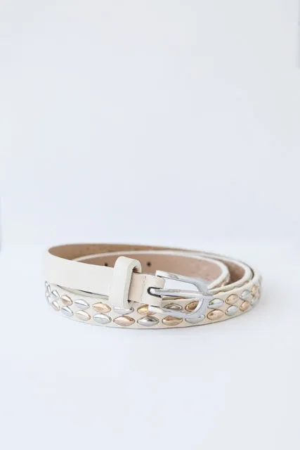 Cream Studded Belt