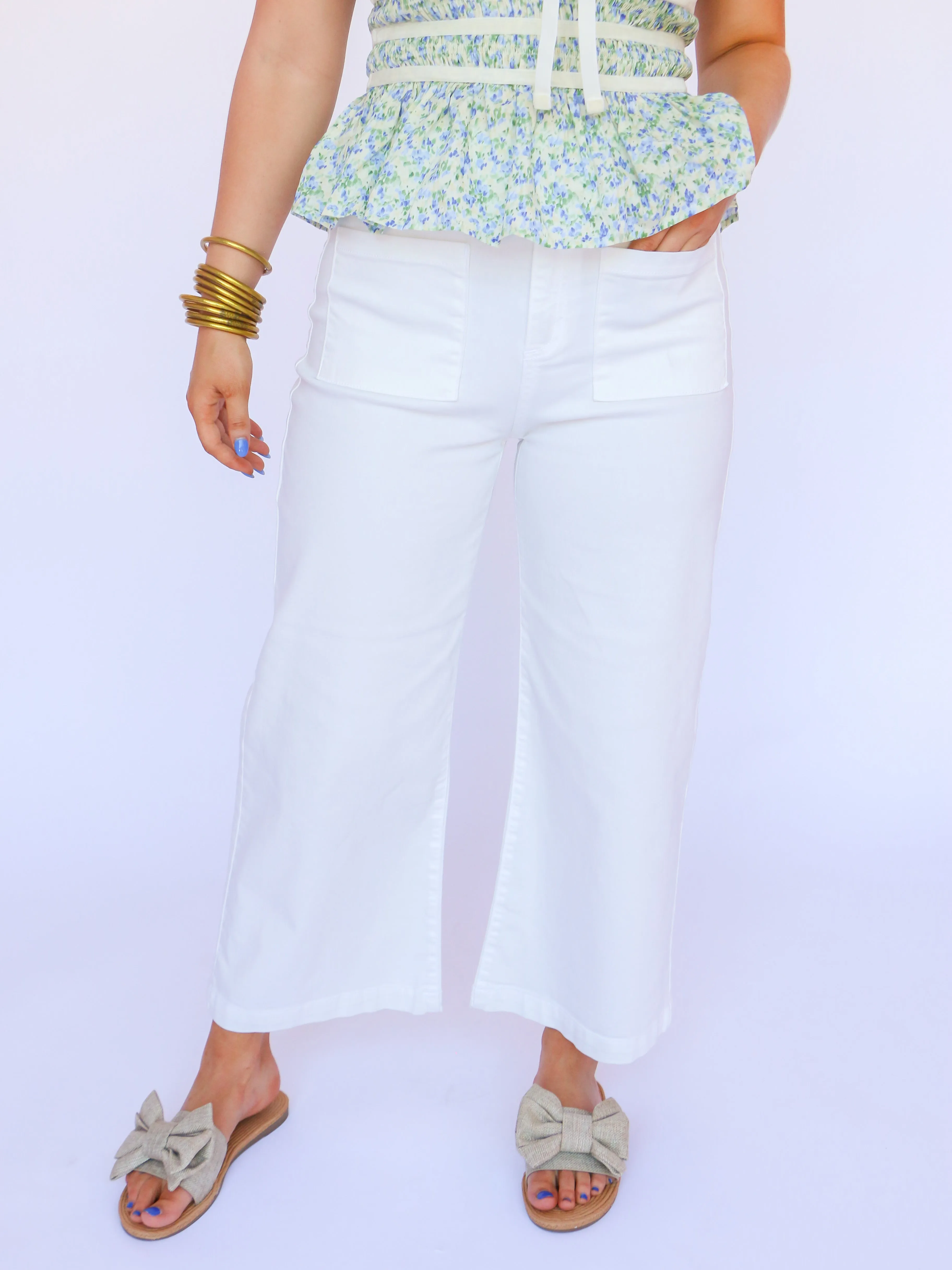 Crop Wide Leg High Rise in White