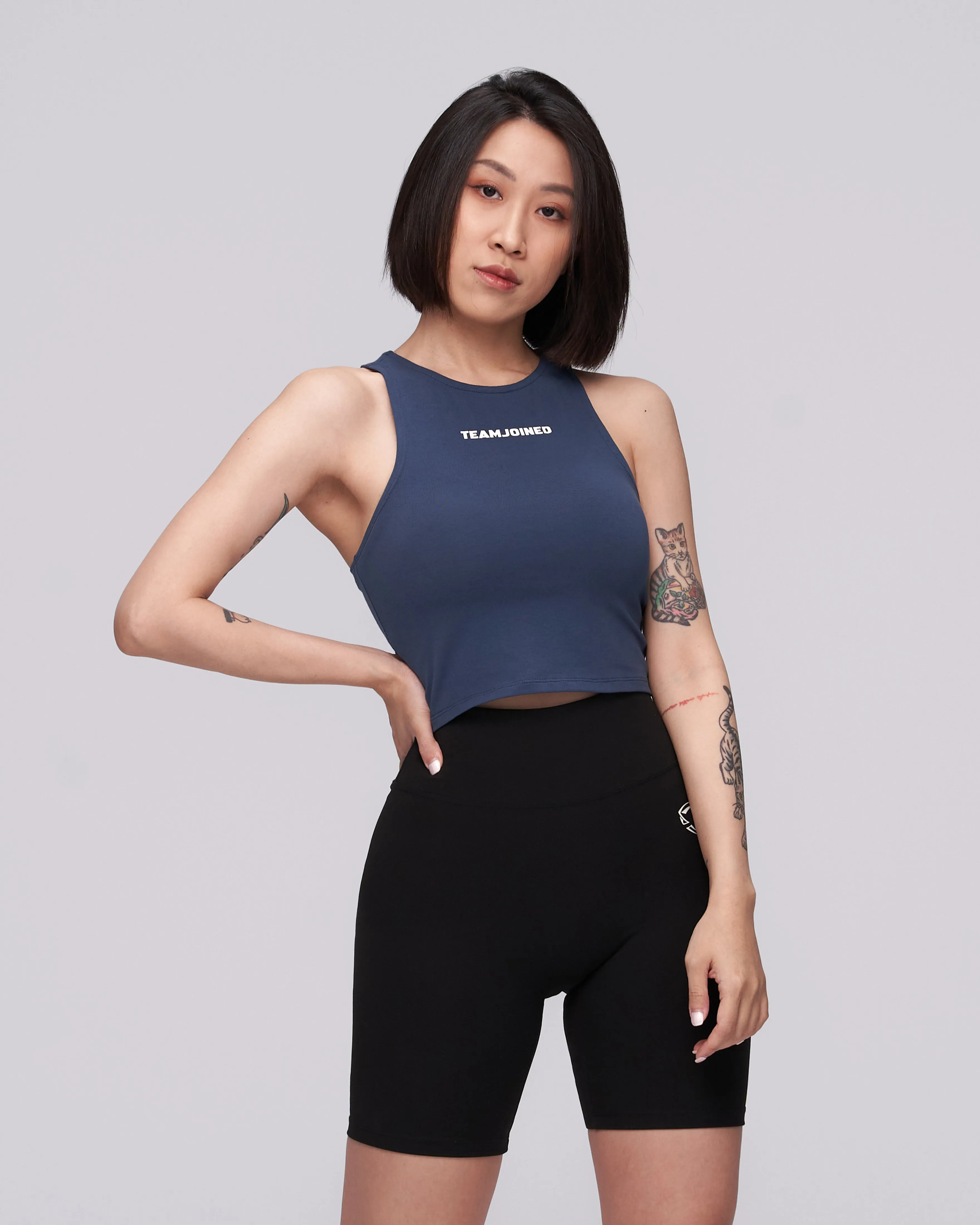 Cut-Shoulder Crop Tank