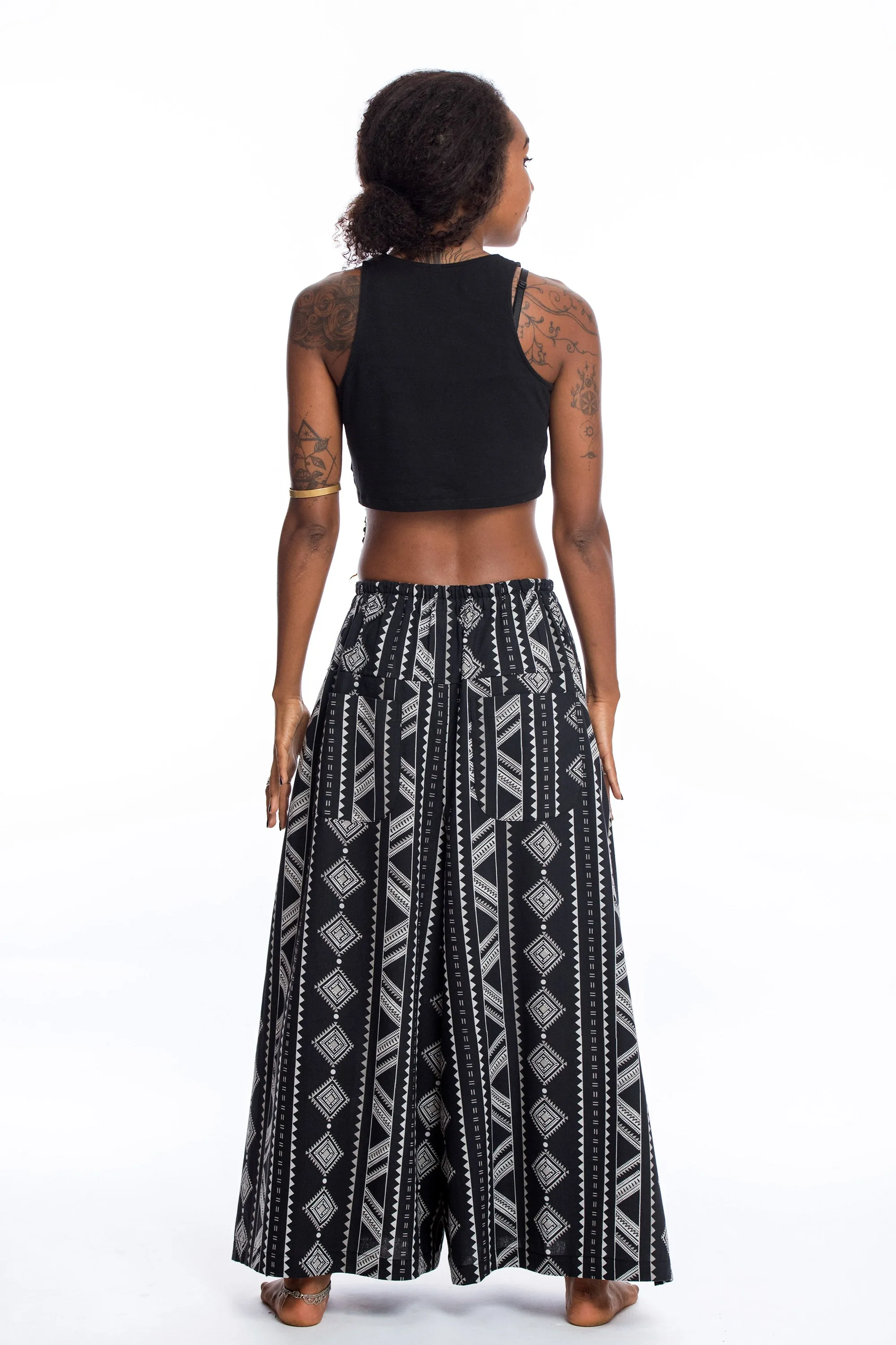 Diamonds Women's Cotton Palazzo Pants in Black