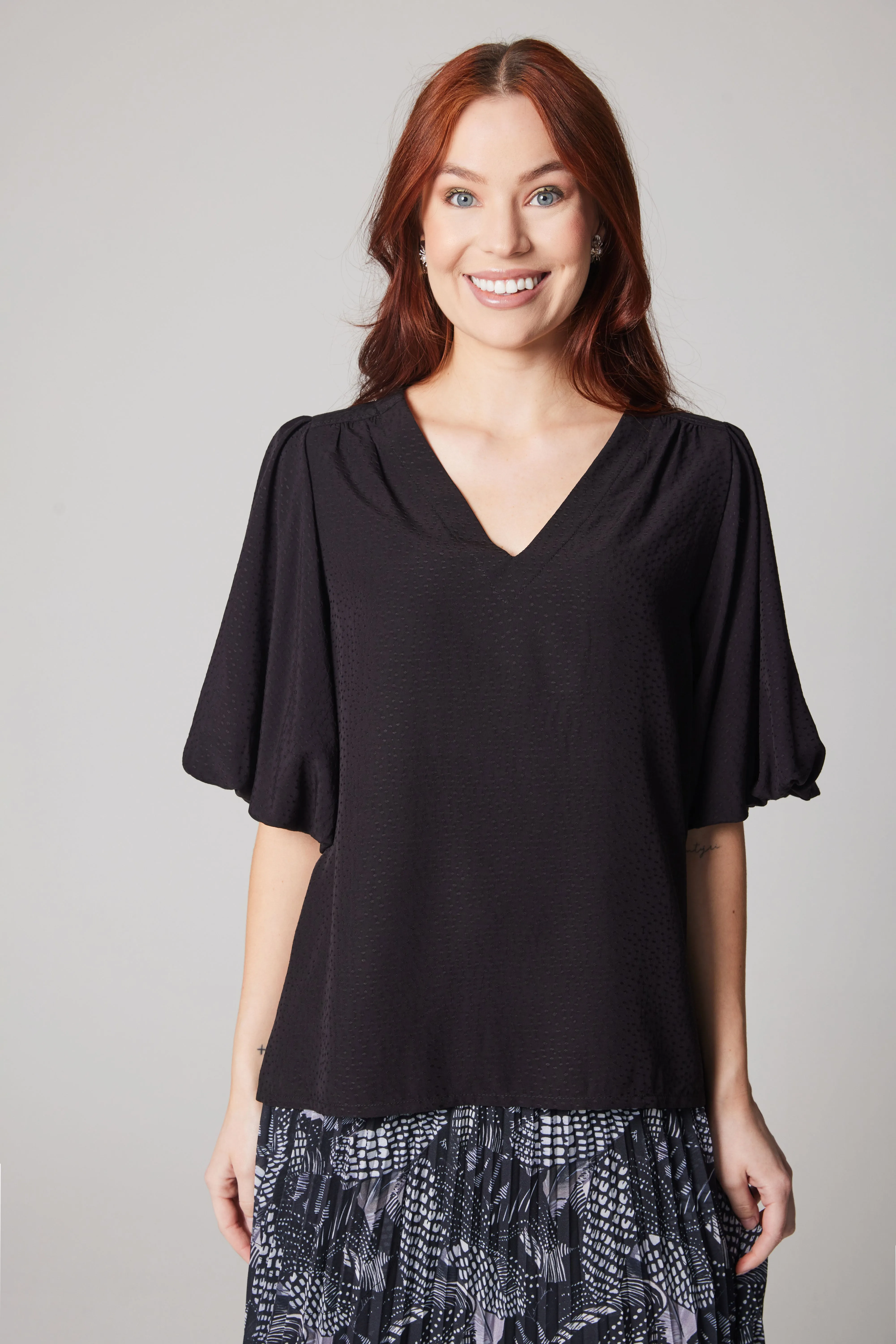 Dot Pattern Blouse - Black