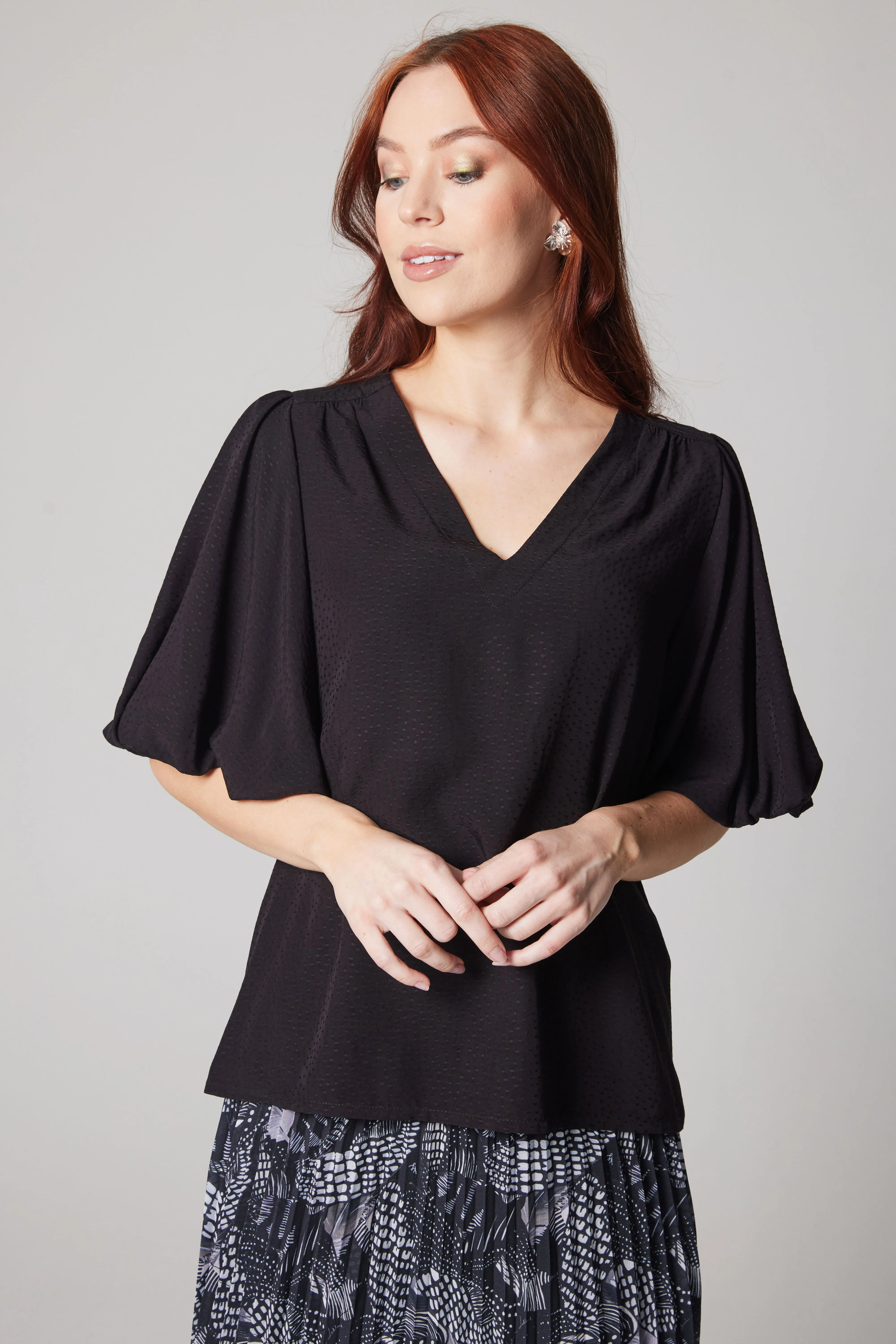 Dot Pattern Blouse - Black