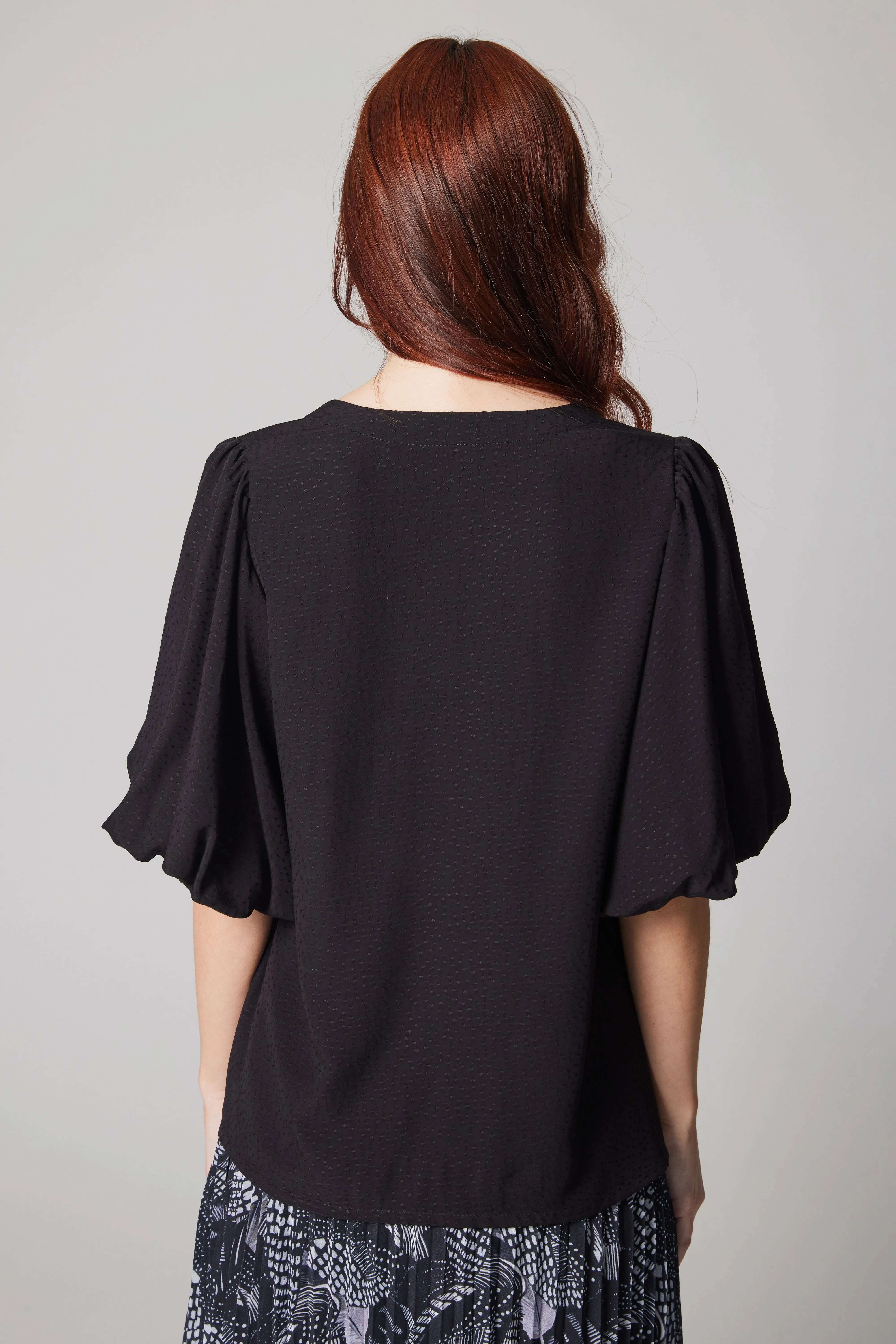 Dot Pattern Blouse - Black