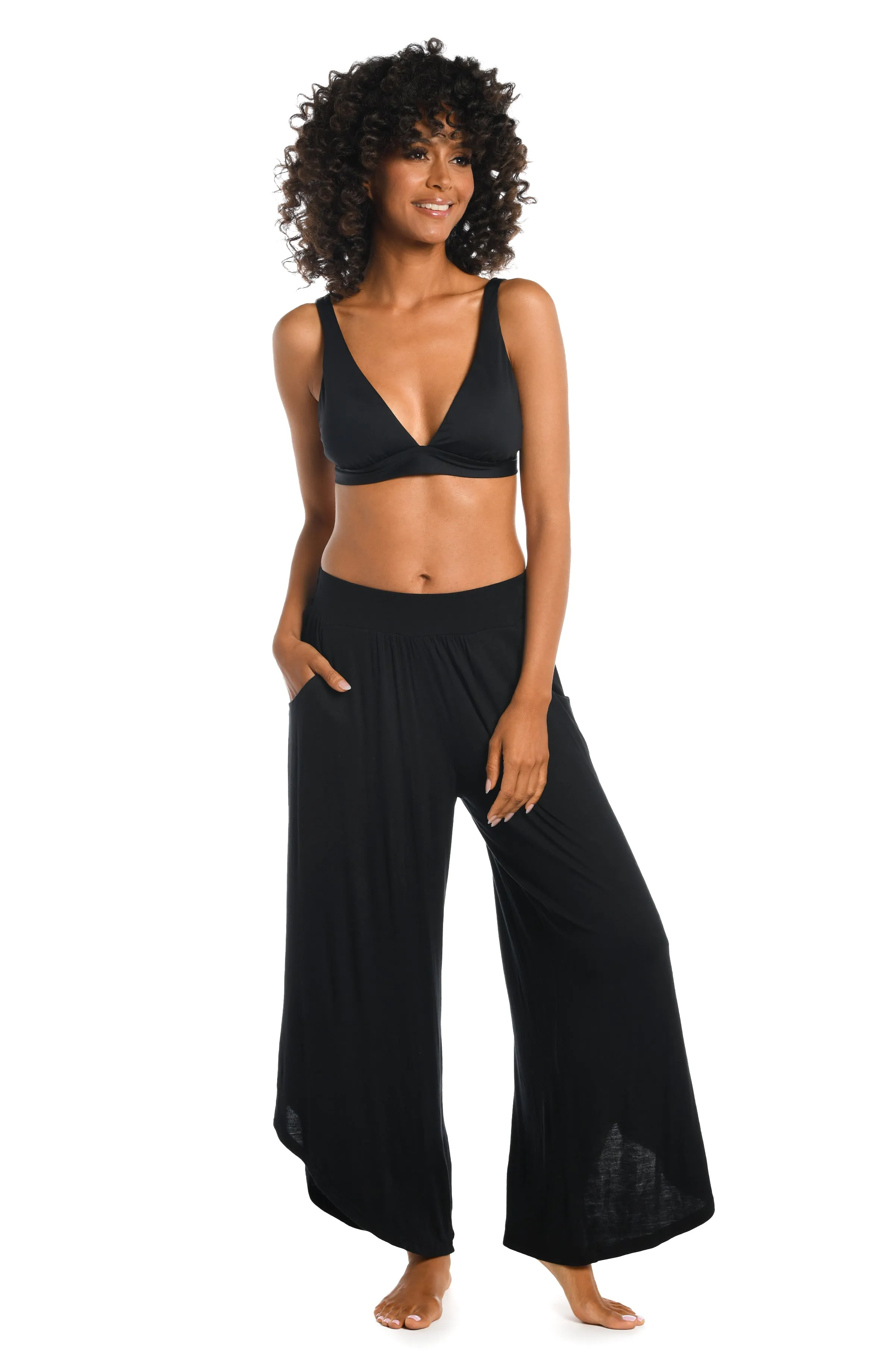 Draped Darling Cropped Palazzo Pant