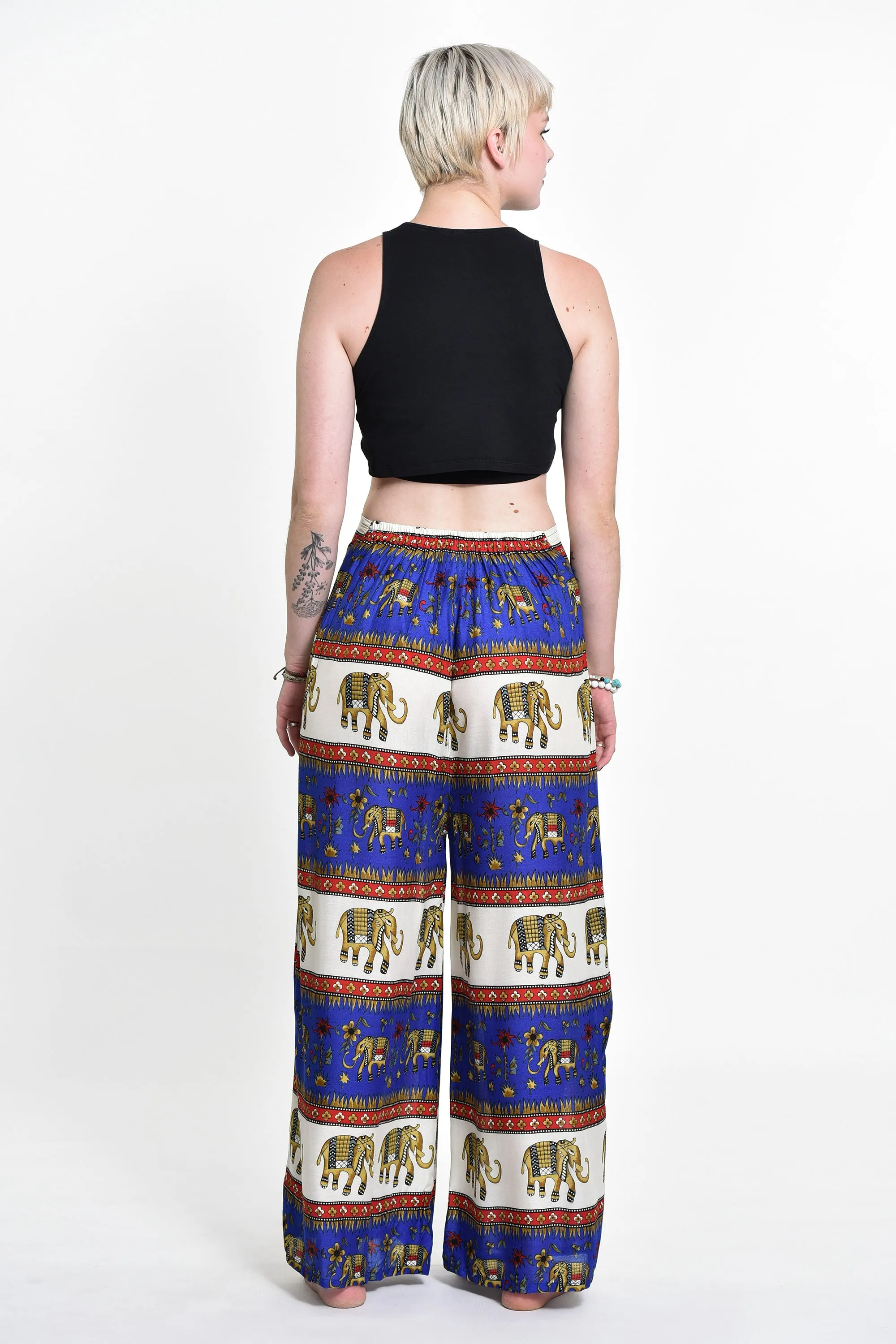 Elephant Bliss Palazzo Style Elephant Pants in Blue