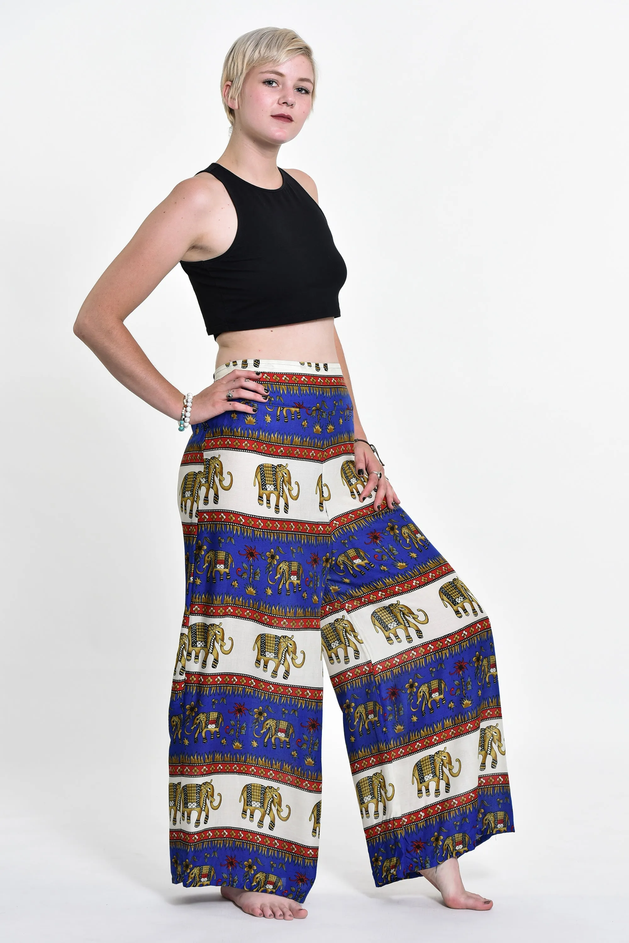 Elephant Bliss Palazzo Style Elephant Pants in Blue