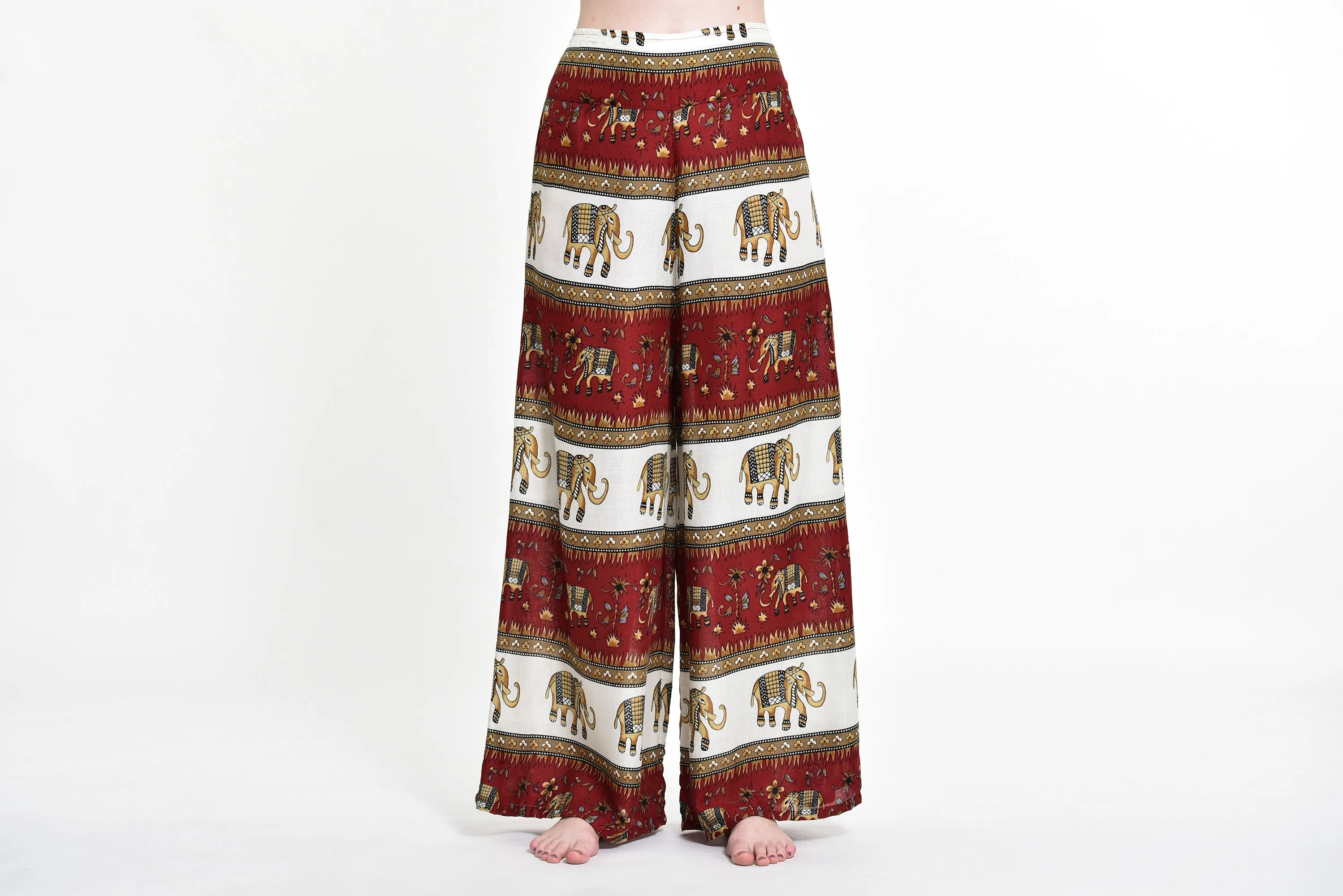 Elephant Bliss Palazzo Style Elephant Pants in Red