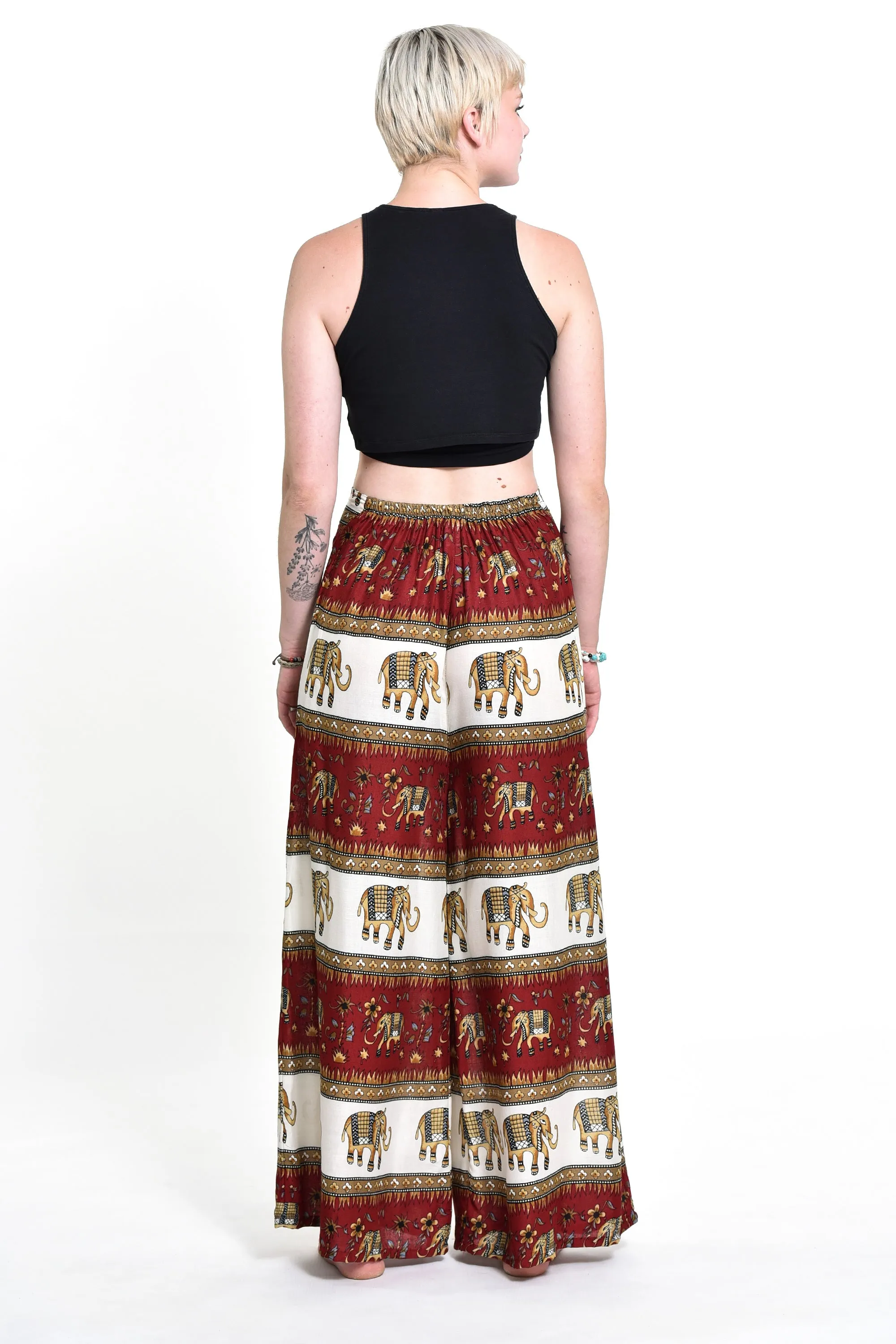 Elephant Bliss Palazzo Style Elephant Pants in Red