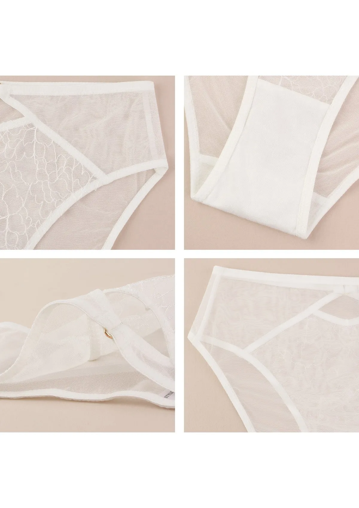 Ethereal Lines Embroidery Mesh Bikini Underwear