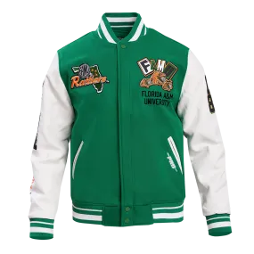 FLORIDA A&M UNIVERSITY HOMECOMING MEN'S WOOL VARSITY JACKET (KELLY GREEN/ WHITE)