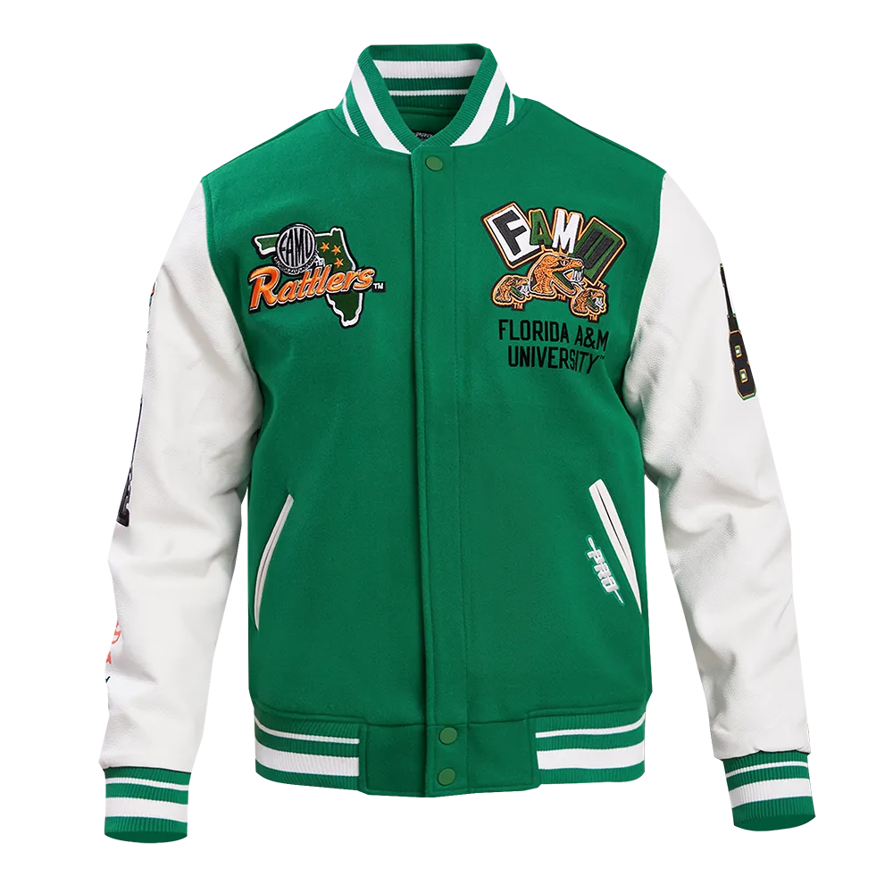 FLORIDA A&M UNIVERSITY HOMECOMING MEN'S WOOL VARSITY JACKET (KELLY GREEN/ WHITE)