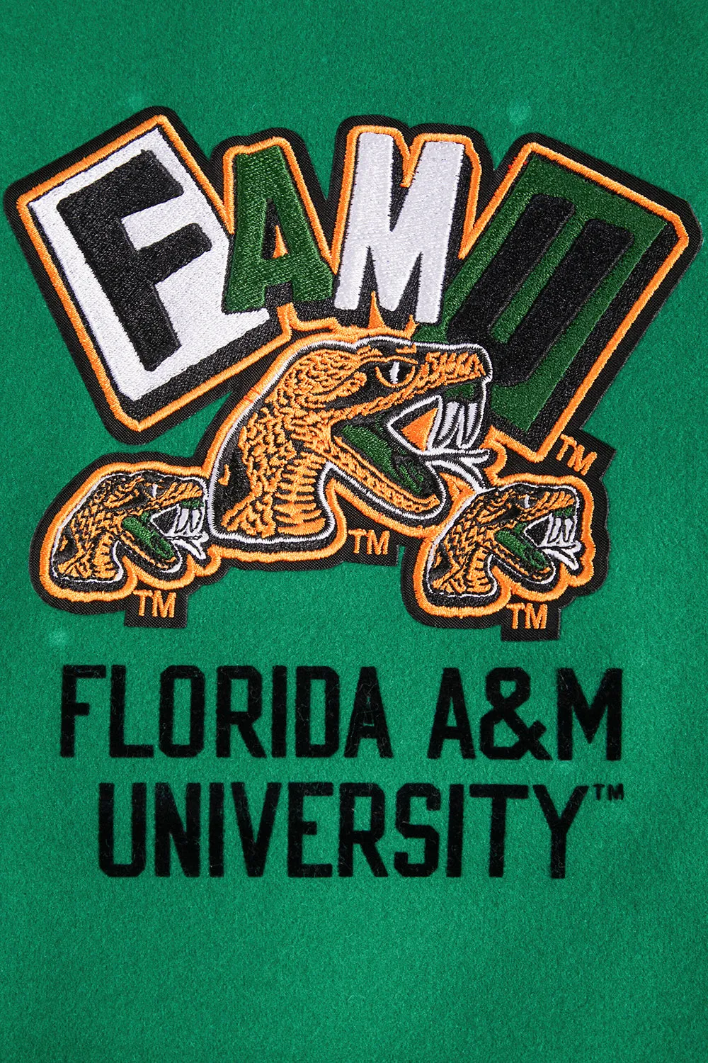 FLORIDA A&M UNIVERSITY HOMECOMING MEN'S WOOL VARSITY JACKET (KELLY GREEN/ WHITE)