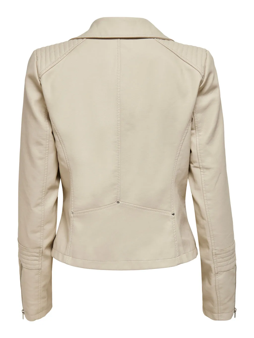 Gemma Beige Silver Lining Biker Jacket