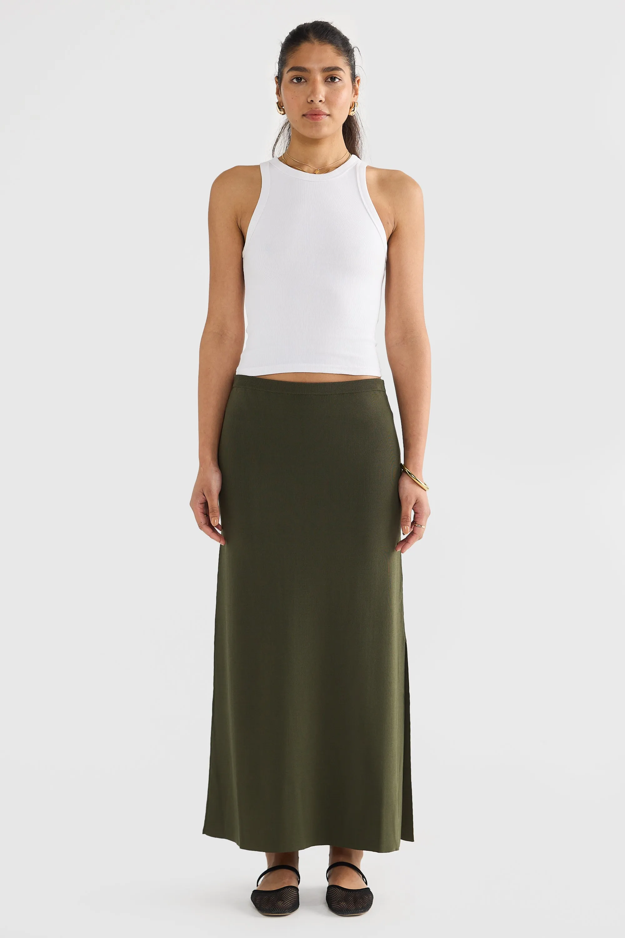 Hadley Knit Maxi Skirt Moss