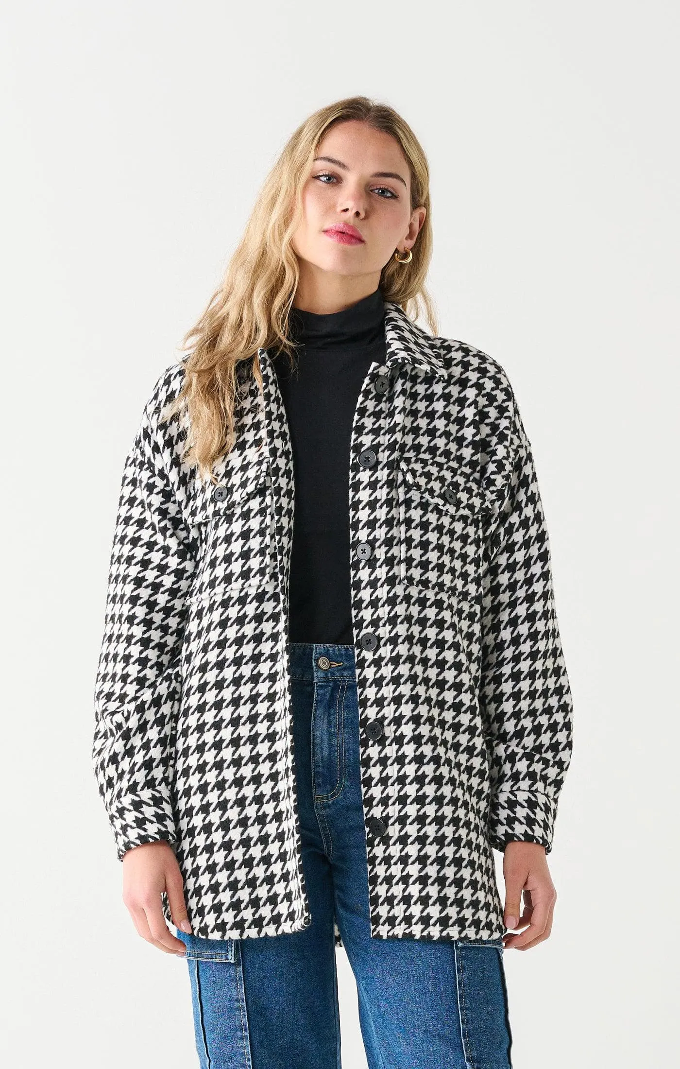 Houndstooth Button-Up Shacket