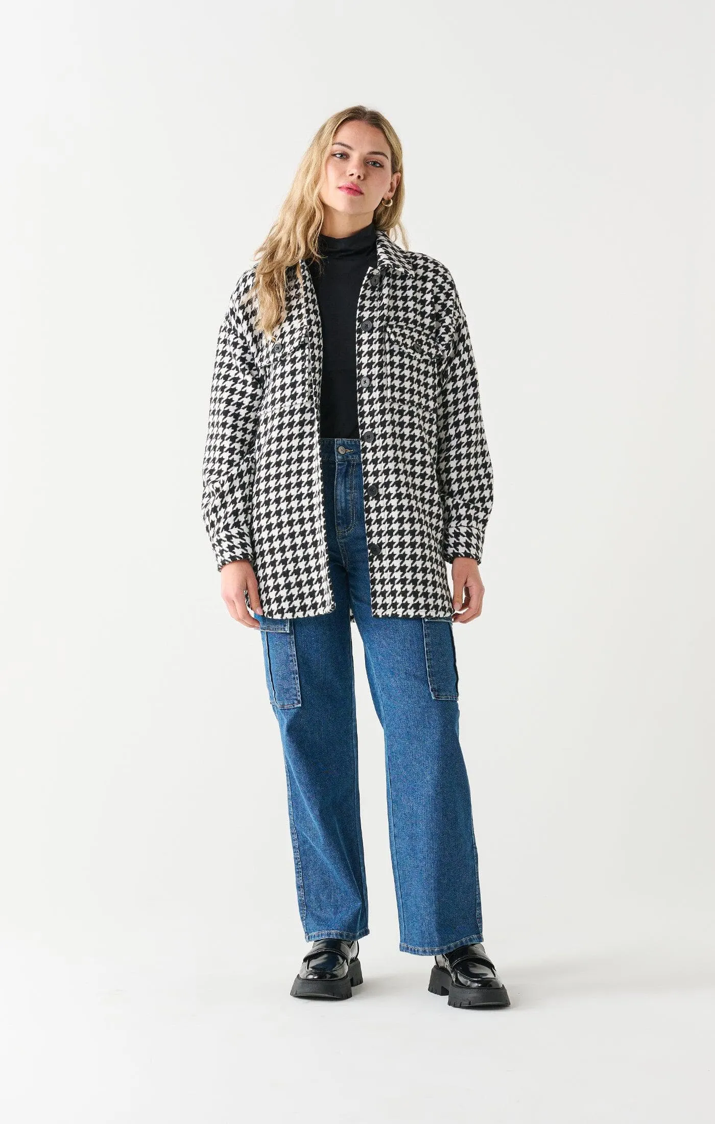 Houndstooth Button-Up Shacket