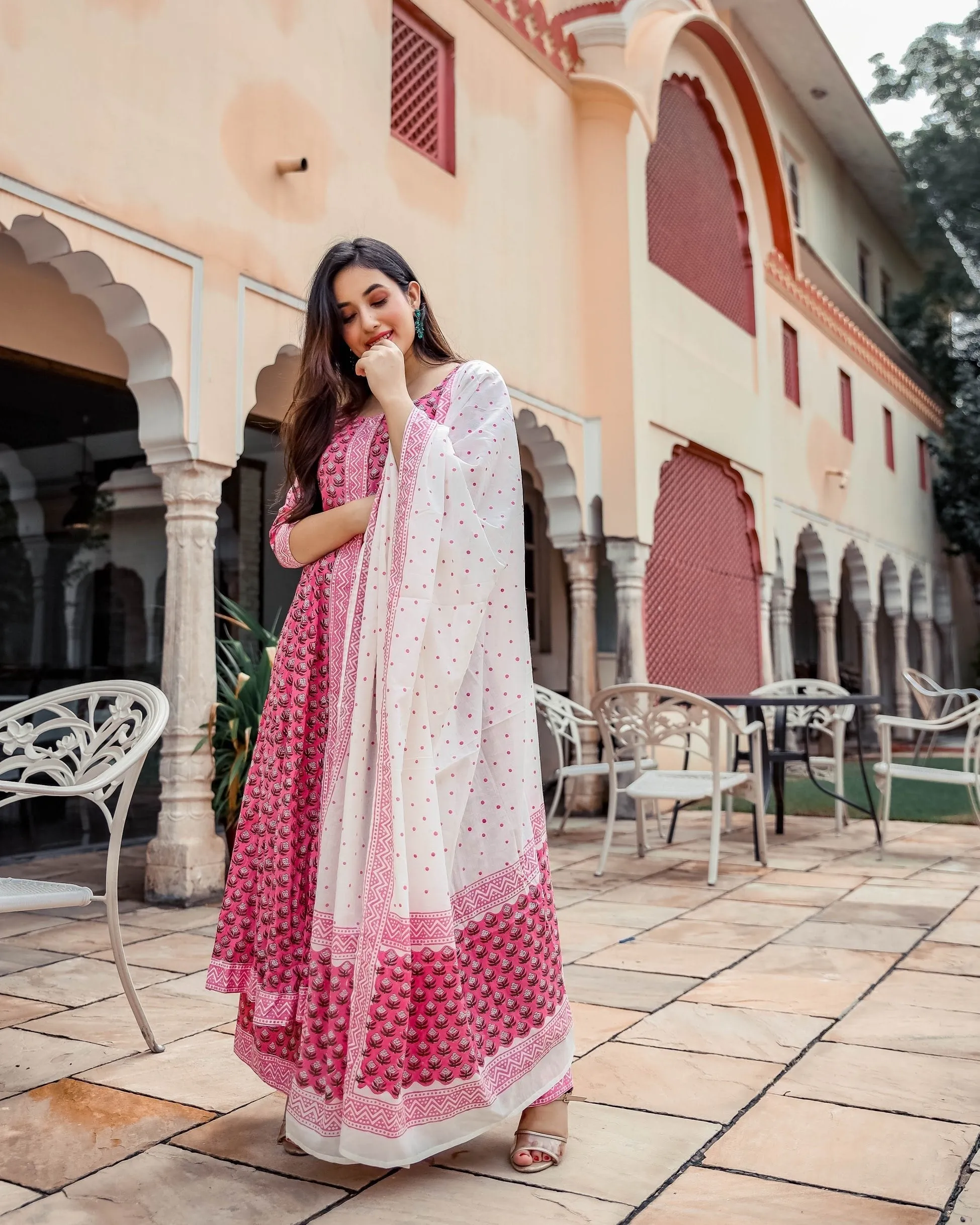 Indian Pink Handblock Suit Set