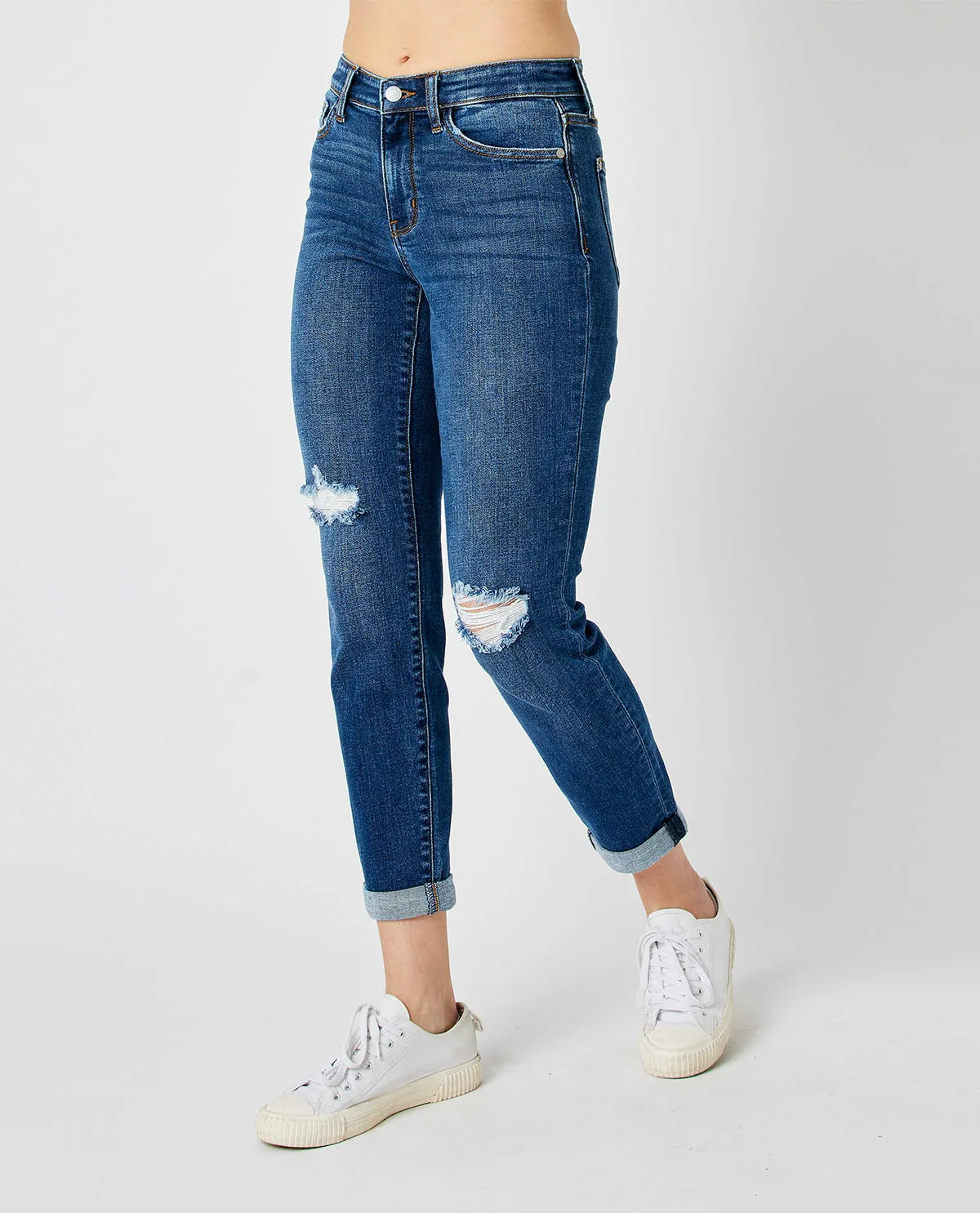 Judy Blue Mid Rise Destroy Slim Jeans