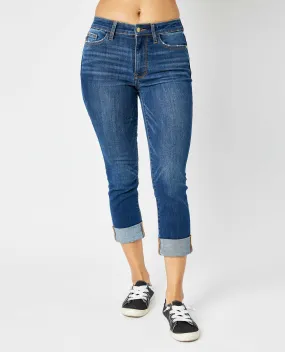 Judy Blue Mid Rise Vintage Cuffed Capri