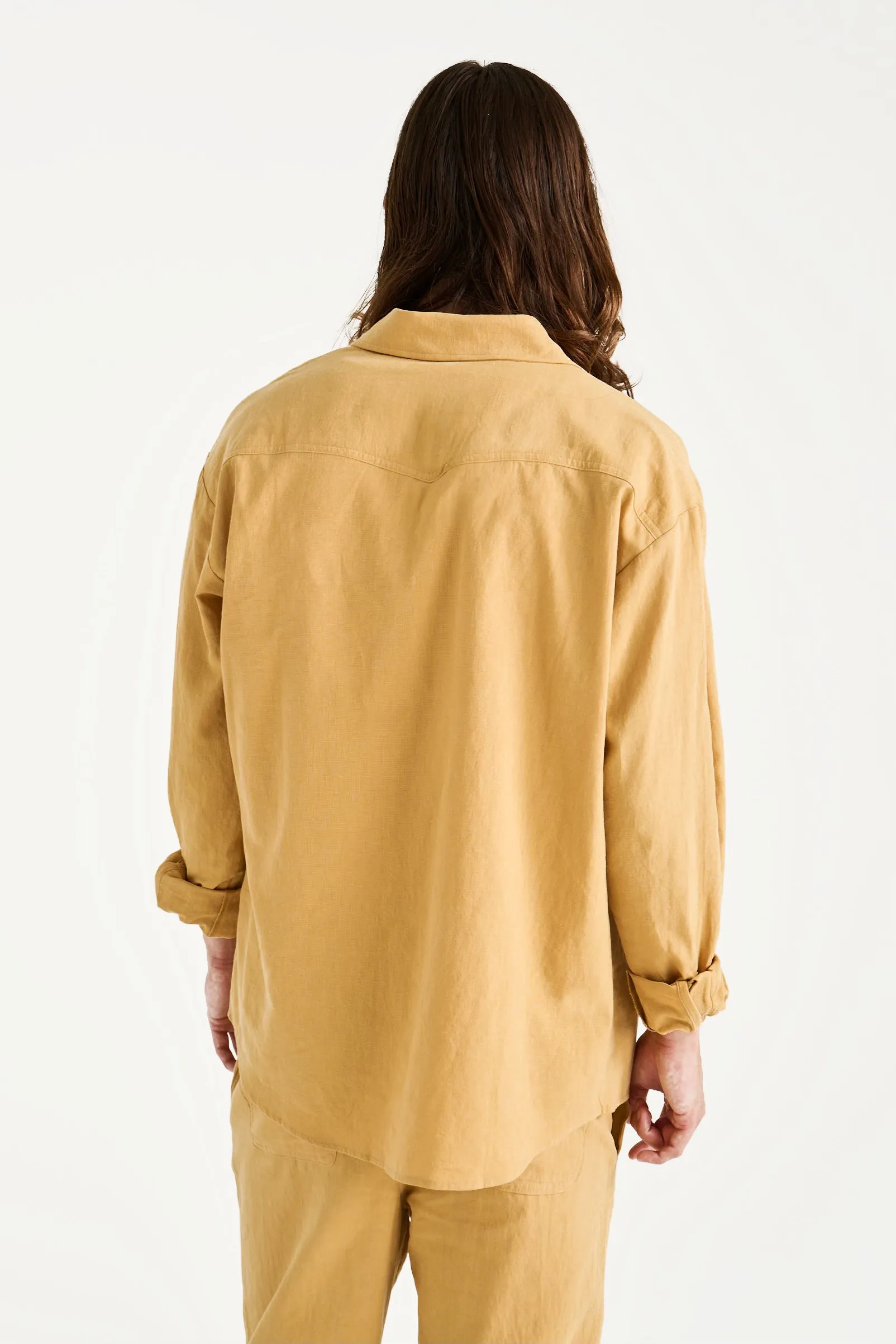 Linen Button Up (Mustard)